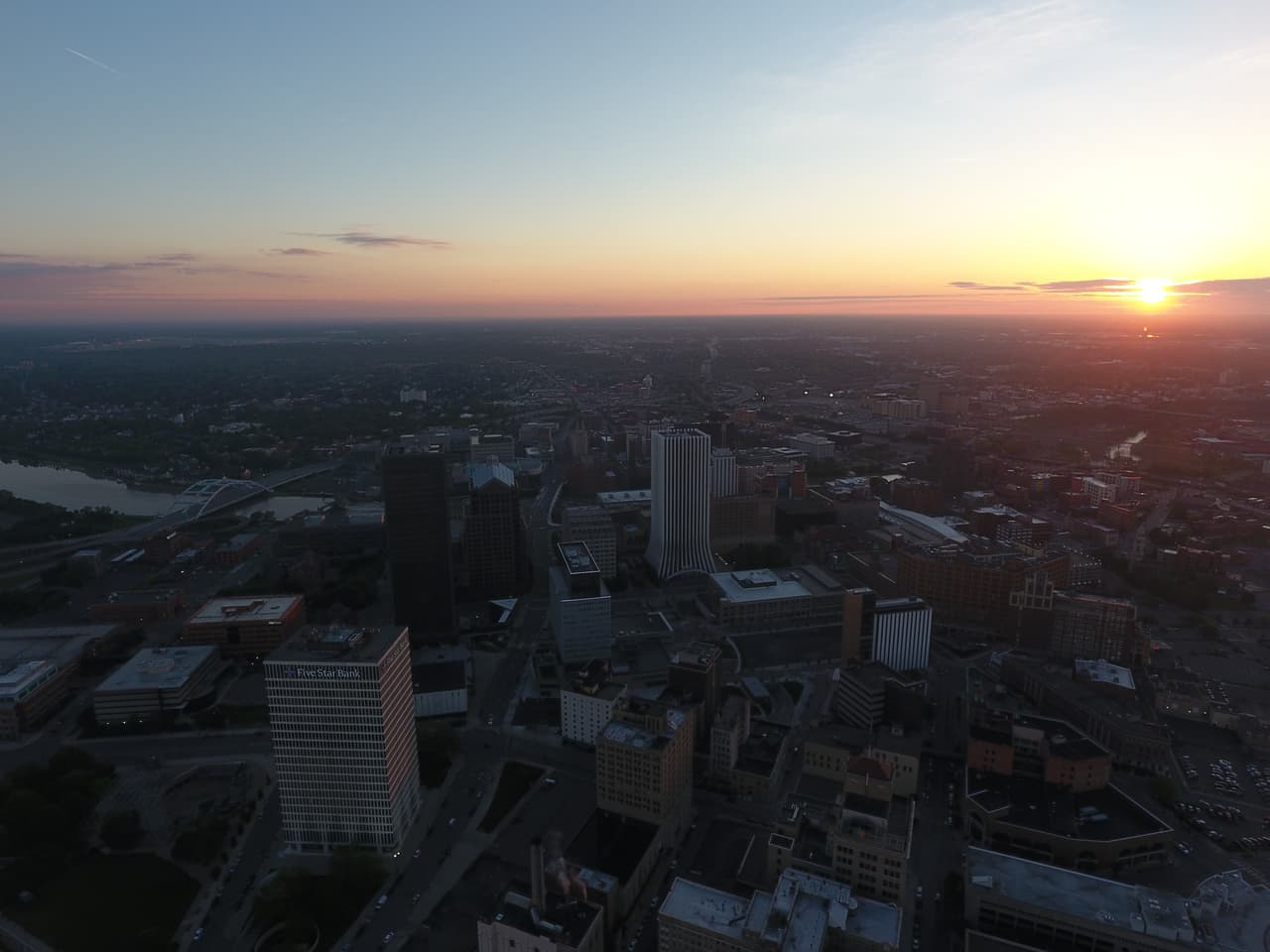 Panorámica de Rochester al atardecer. La ciudad es un buen sitio para vivir y jugar al fútbol.