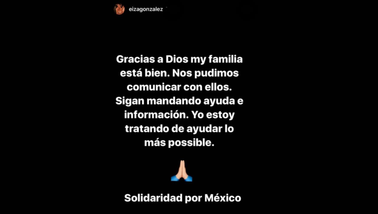 De la misma forma en que alertó que necesitaba ayuda para comunicarse con los suyos, Eiza González también informó que ya había logrado contactarlos.