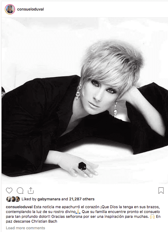 Conmovedor fue también el mensaje que Consuelo Duval dedicó, en el cual describió a Christian Bach como un ejemplo para muchas.