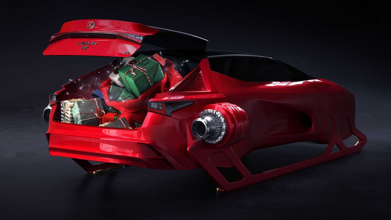 El Lexus HX Sleigh incluye una pantalla táctil de 25 pulgadas con control de tráfico aéreo incorporado, calefacciones y un sistema de audio premium para que Santa pueda escuchar sus canciones navideñas favoritas. Al igual que el Lexus LC 500, el HX cuenta con un acabado de pintura infrarroja de cuatro capas sobre su carrocería de diseño aerodinámico.