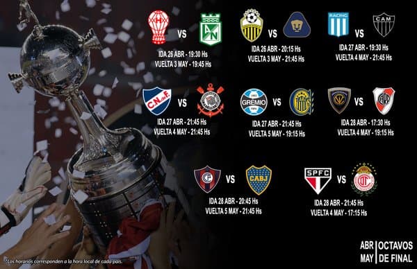 Conmebol da a conocer los horarios y fechas de los octavos de final de la Libertadores