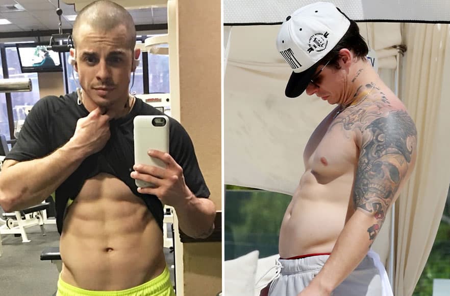 El contraste entre su usual musculatura y la otra imagen en la playa.