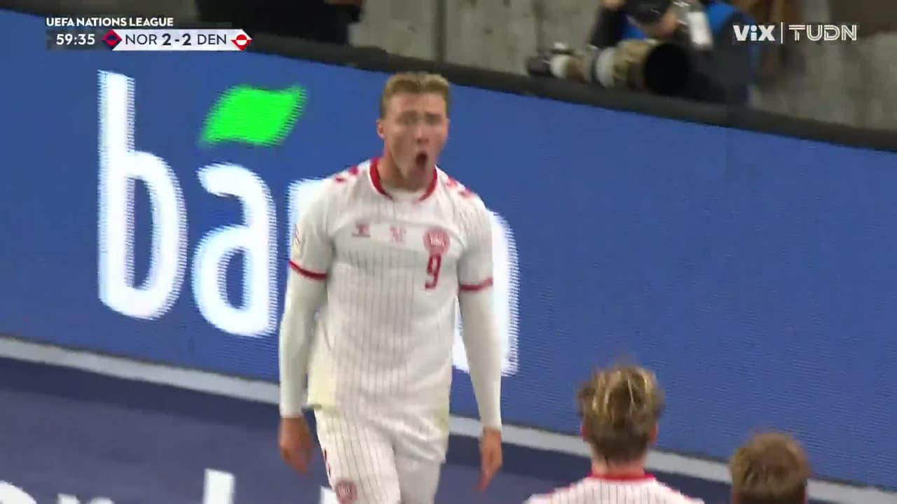 ¡Locura vikinga! Højlund empata con este gol para Dinamarca
