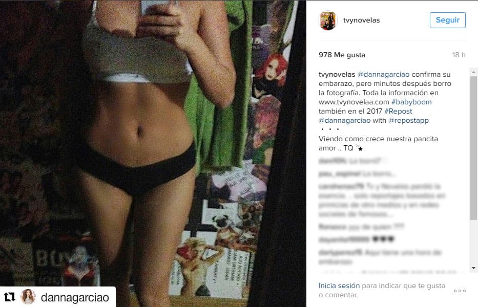 Pero el pasado 
<b>5 de enero la actriz decidió confirmar la noticia</b> a través de su cuenta de 
<a href="https://www.instagram.com/">Instagram</a> con esta imagen que decía: "Viendo como crece nuestra pancita amor .. TQ 🌠".