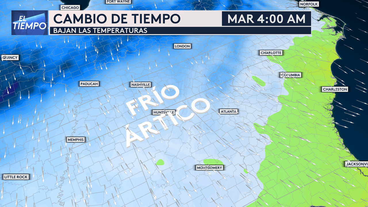 Un golpe de frío ártico impactará Atlanta la próxima semana laboral, a partir del lunes 6 de enero y seguirá así hasta el 8 de enero. Aunque las temperaturas estarán bajo el punto de congelación, se sentirá más frío, pues la sensación térmica será entre los 18-24 grados F, debido a los vientos.