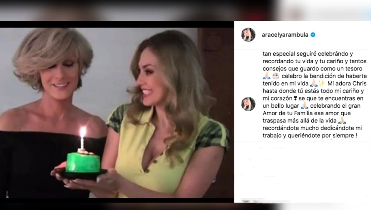 La actriz Aracely Arámbula, madre de dos hijos de Luis Miguel, también recordó a su "adorada Chris" en su cumpleaños, recordándole que le dedica su trabajo y que la quiere por siempre.