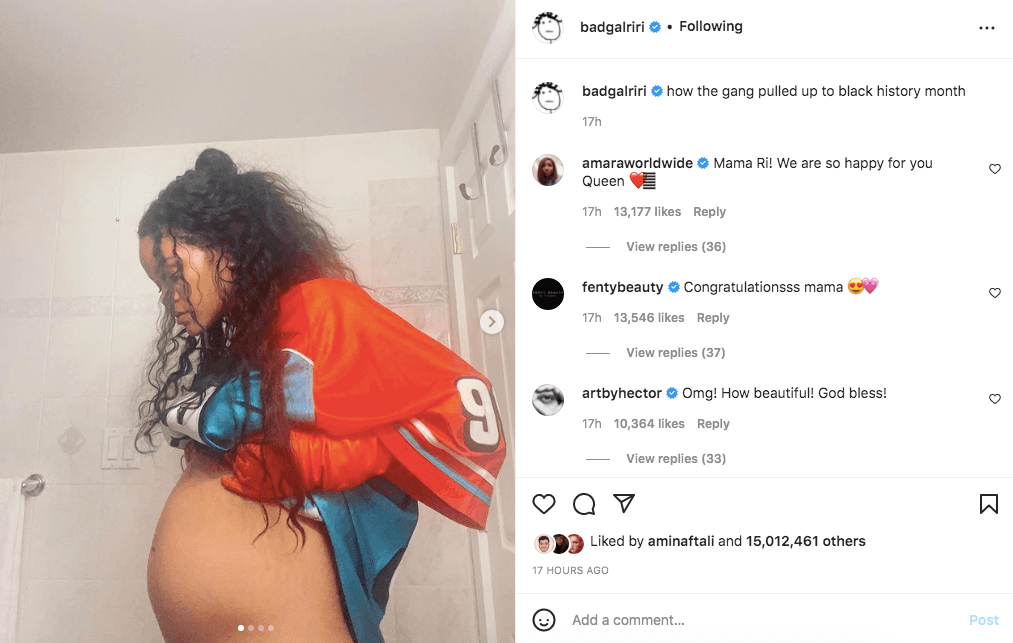 Ahora, la cantante muestra orgullosa su baby bump, la cual protagonizó un post en Instagram que en menos de 18 horas suma más de 15 millones de likes, cifra que seguramente continuará aumentando.