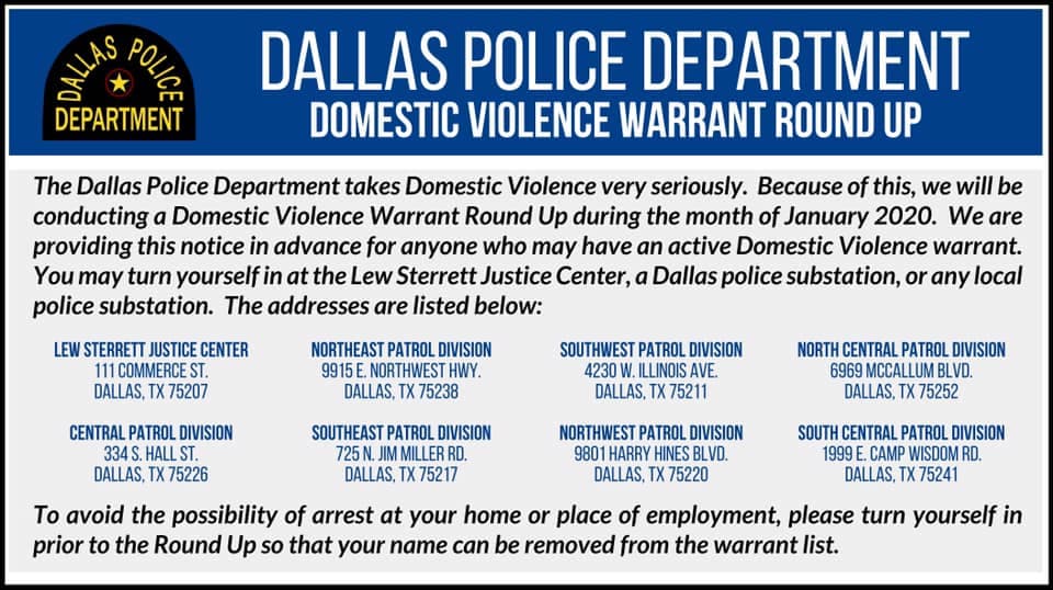 La policía de Dallas anuncia arrestos domiciliarios por violencia doméstica