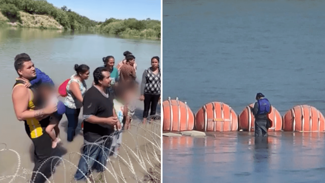 Las boyas flotantes del Río Bravo en Texas: corta extensión y bajo nivel de agua no impiden cruce de personas inmigrantes