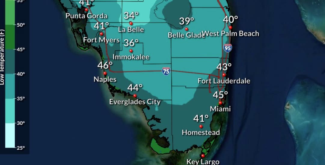 Esta madrugada será la más fría en lo que va del año en Miami-Dade y Broward