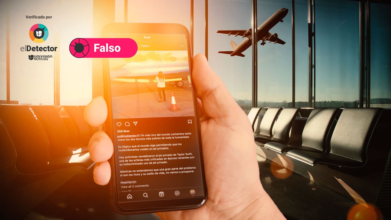 Es falso que el avión privado de Taylor Swift fue pintado por activistas ambientales en un aeropuerto de Reino Unido