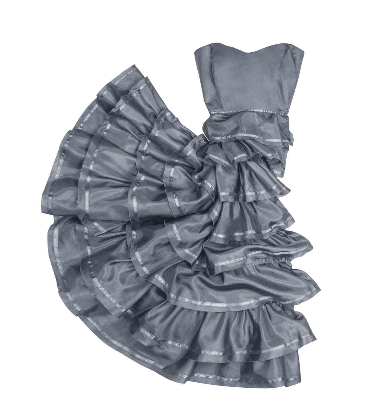 Un elegante vestido hecho en tonos grises con un corte 'strapple' puede hacer que luzcas súper 'chic'.