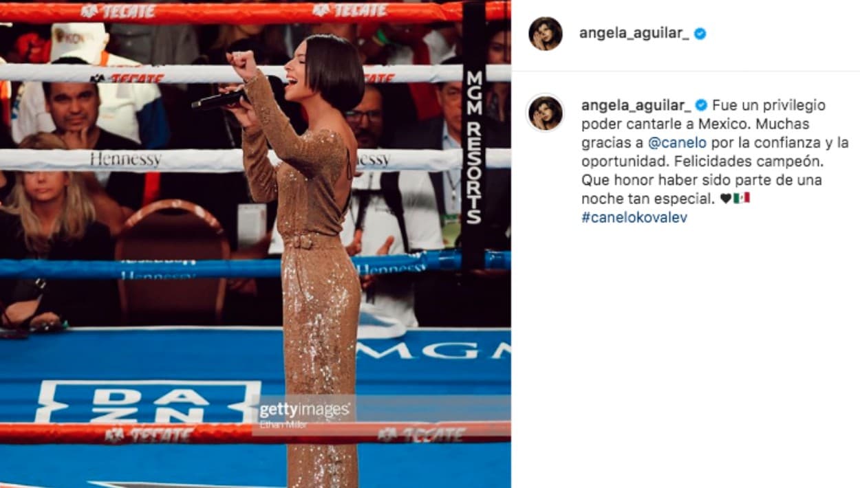 Con esta publicación, la cantautora de 16 años agradeció la oportunidad que le dio
<b><a href="https://www.univision.com/deportes/boxeo/jorge-masvidal-de-ufc-quiere-partirle-la-cara-al-canelo-alvarez">el boxeador Saúl 'Canelo' Álvarez</a></b>. Horas más tarde, la intérprete de 'La llorona' ofreció una reveladora
<b>entrevista al diario mexicano Reforma</b>, en la cual adelantó que pronto estrenará un disco diferente.