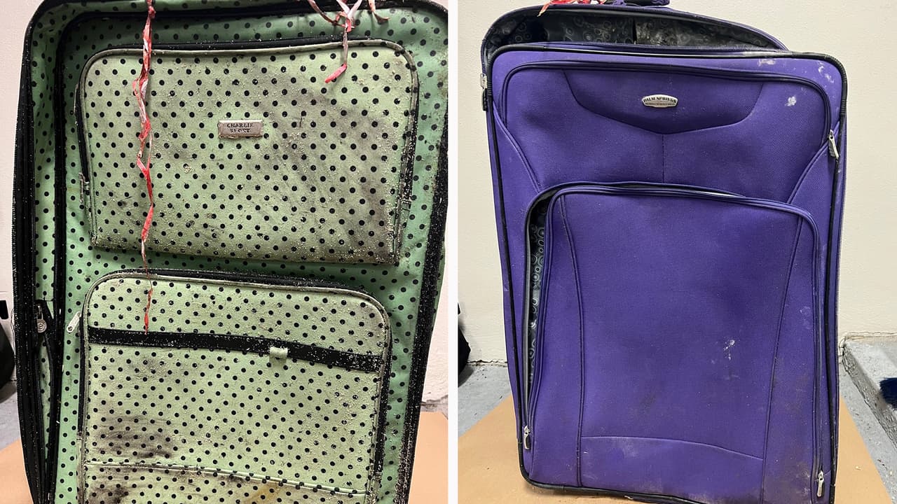 Imágenes de dos de las maletas en que autoridades hallaron los restos desmembrados.