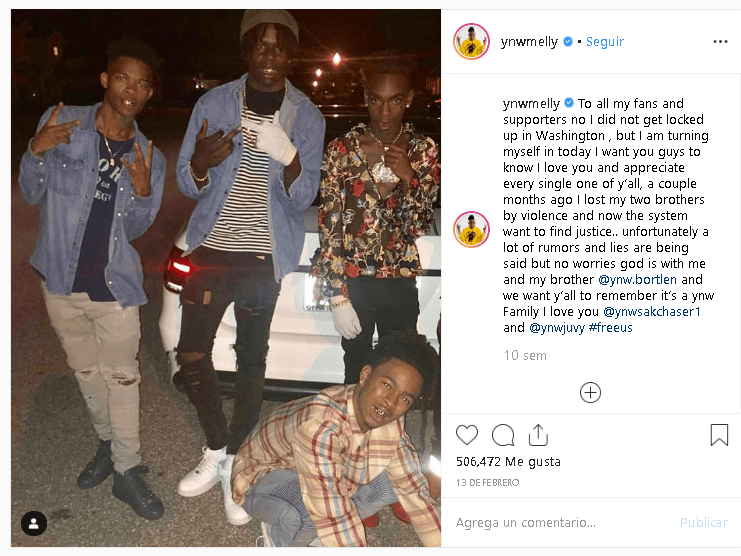 YNW Melly está en libertad bajo fianza y hace unos días publicó en su 
<b><a href="https://www.instagram.com/p/Bt12J3ygMWw/" target="_blank">cuenta oficial de Instagram</a></b> una fotografía para pedir justicia por el asesinato de Williams y Thomas Jr.