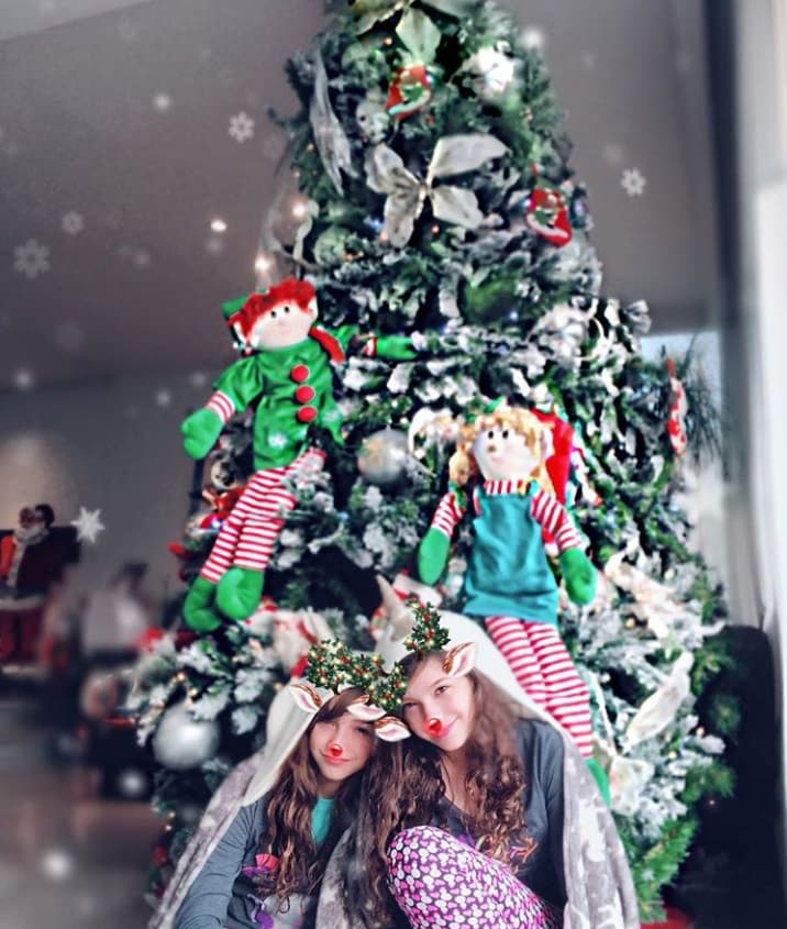 Las hijas de Andrea Legarreta y Erick Rubín posaron felices y disfrazadas de renos la mañana de Navidad.