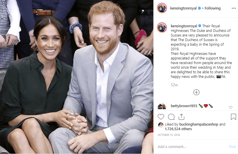 De hecho, fue exactamente hace un año, el 15 de octubre de 2018, cuando el palacio de Kensington anunció que la duquesa de Sussex estaba embarazada y sería madre en la primavera de 2019.