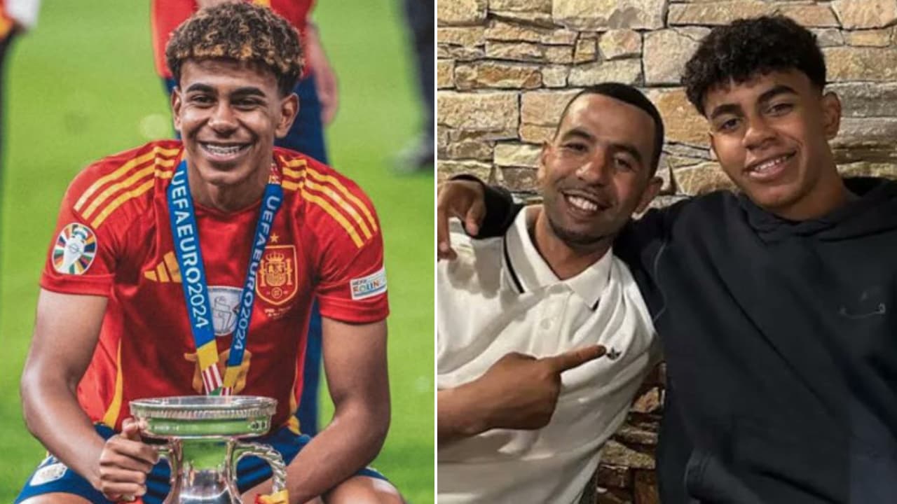 Mounir Nasraoui y su hijo el futbolista Lamine Yamal.