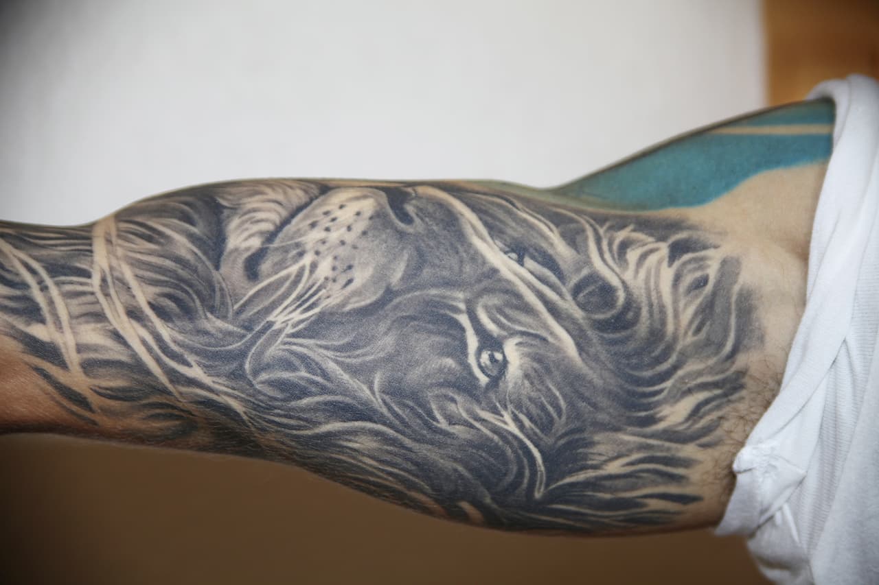 Este león se lo hizo con un artista de Pereira y lo tiene en la parte interna del antebrazo.