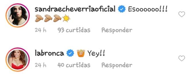 La protagonista del remake de 
<b><a href="https://www.univision.com/famosos/no-parezco-su-madre-la-usurpadora-sandra-echeverria-revela-a-quien-se-parece-su-hijo-fotos">‘La usurpadora’, Sandra Echeverría</a></b> y La Bronca también se alegraron al saber que Consuelo Duval está logrando un paso de avance para su salud.