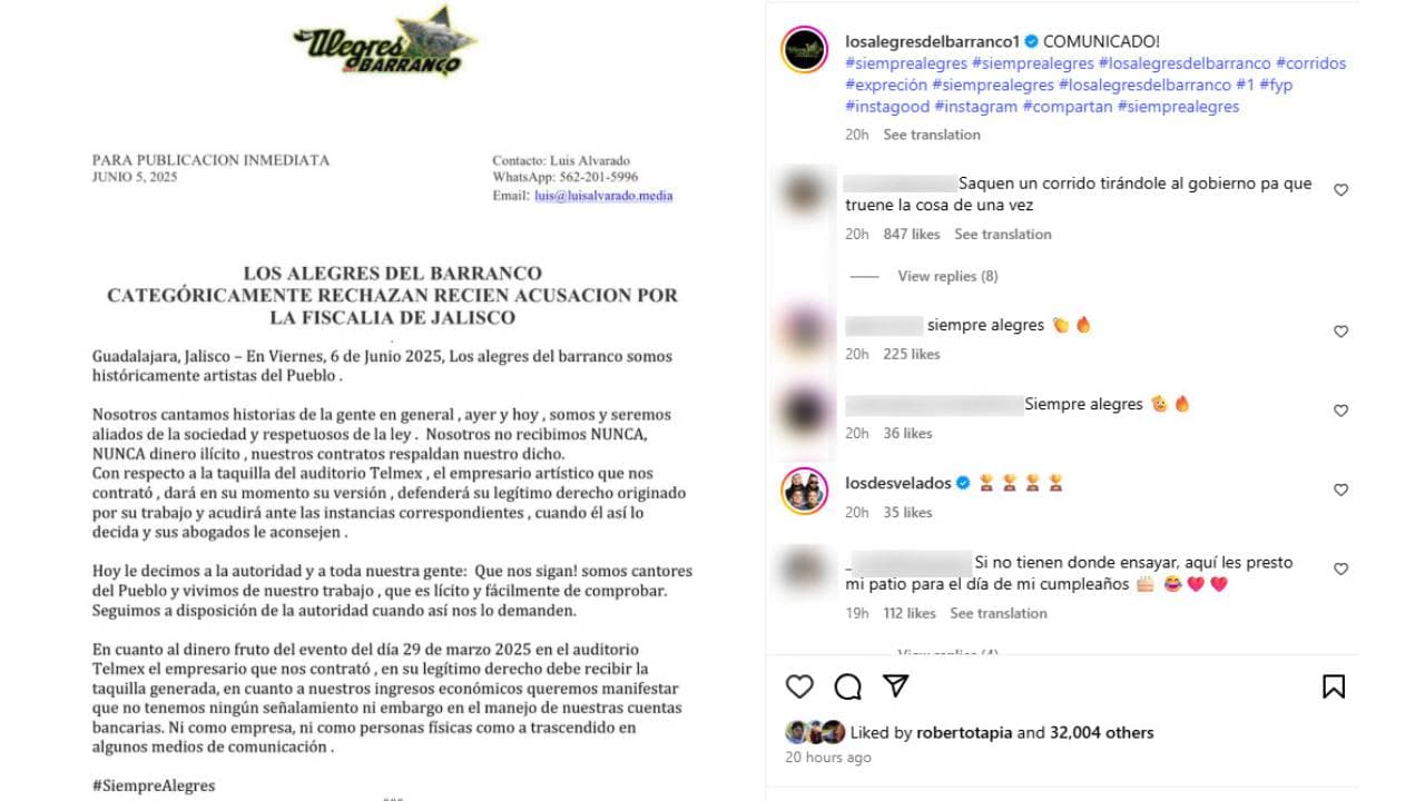 Comunicado de Los Alegres del Barranco