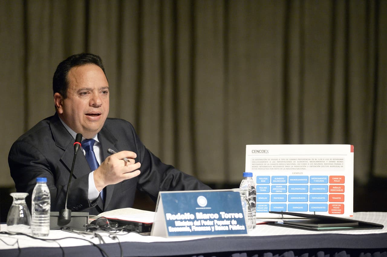 Rodolfo Marco Torres. Gobernador del estado Aragua por el Gran Polo Patriótico, electo en los comicios del 15 de octubre de 2017. Ministro de Alimentación. Durante el chavismo fue ministro para la Economía, Finanzas y Banca Pública. Es miembro de los directorios del Banco Central de Venezuela -el primer militar en ese cargo- y de Petróleos de Venezuela (Pdvsa).