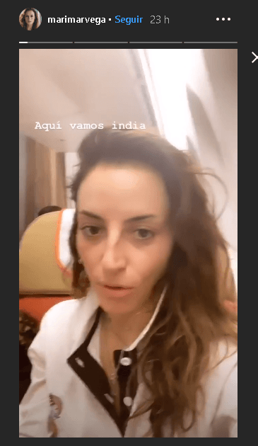 Desde ayer Marimar subió a su red social varias historias de su abordaje al avión.