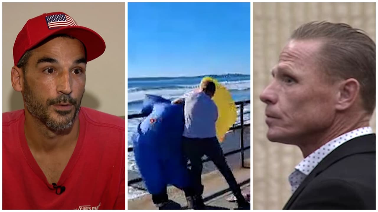 Hombre disfrazado de Trump es atacado en protesta en Massachusetts