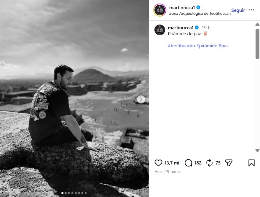 Martín Ricca publicó este mensaje a horas del tiroteo en las Pirámides de Teotihuacán.