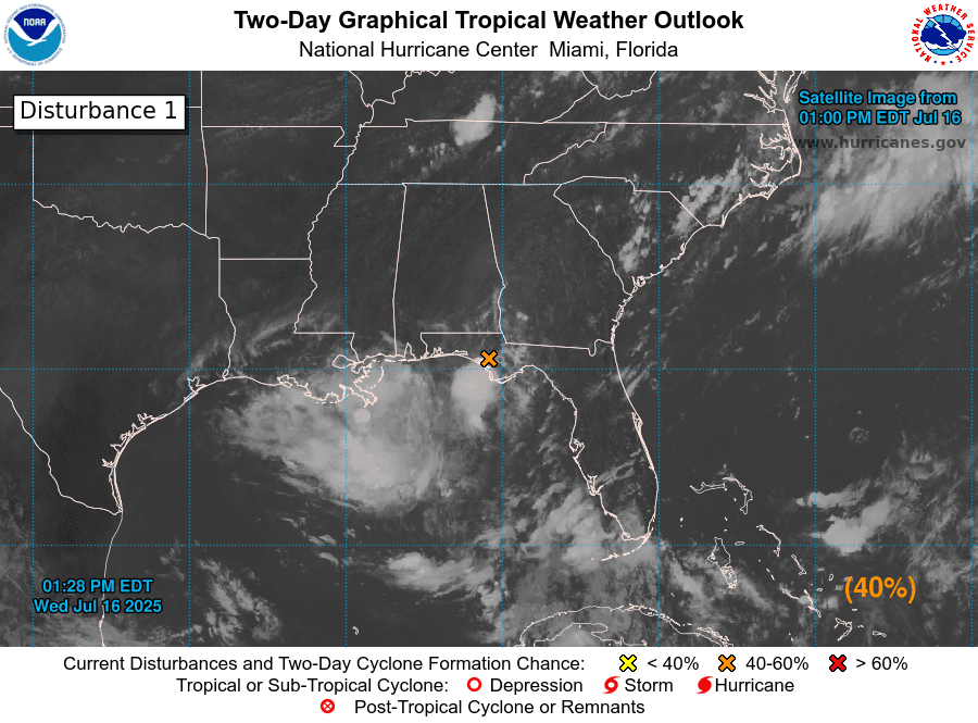 Mal tiempo en la costa del golfo: qué zonas se verían afectadas por lluvias y potenciales inundaciones