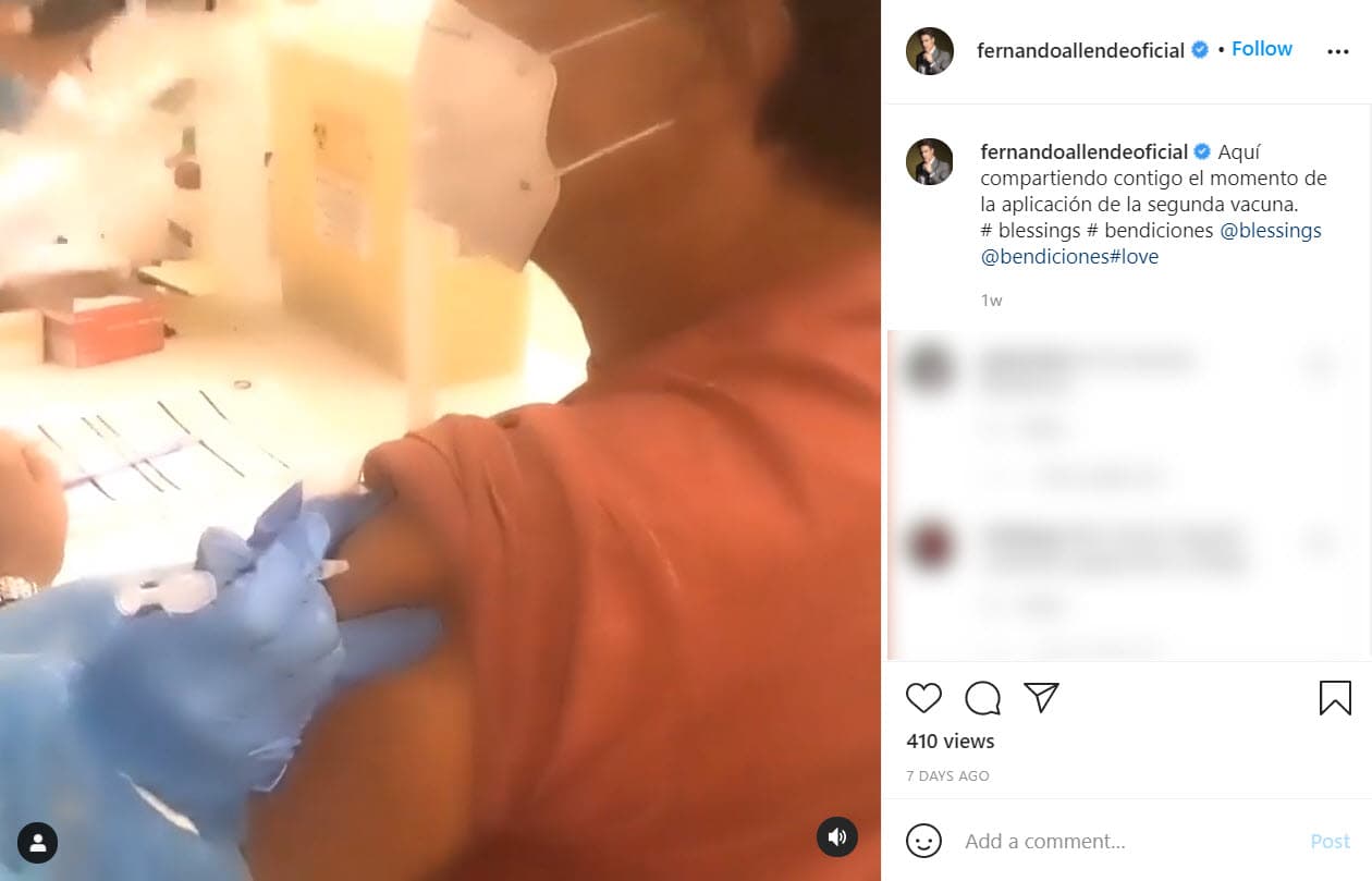 Casi un mes después, el 3 de febrero, el actor reveló que recibió la segunda dosis: "Aquí compartiendo contigo el momento de la aplicación de la segunda vacuna. Bendiciones", escribió el cantante y actor de 68 años en la red social.
<br>