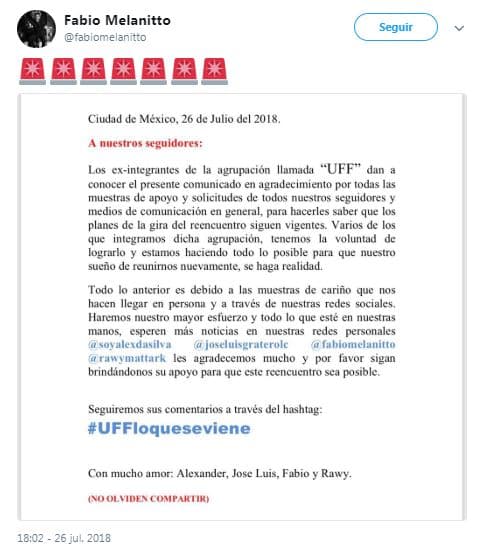 Fue con este comunicado que hicieron oficial el anuncio de su gran regreso a los escenarios.