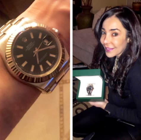 La felicidad de Gelena la dejó muda, Steve le regaló un Rolex de oro 18k