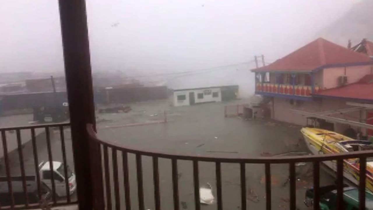 Image taken from a video posted on Facebook by Stefany Santacruz. It shows the view from her balcony of Irma's arival in Saint Martin.
