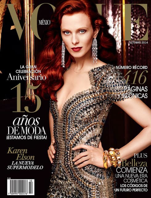 La portada de los 15 años de Vogue México fue realizada por él, que engalanó Karen Elson.