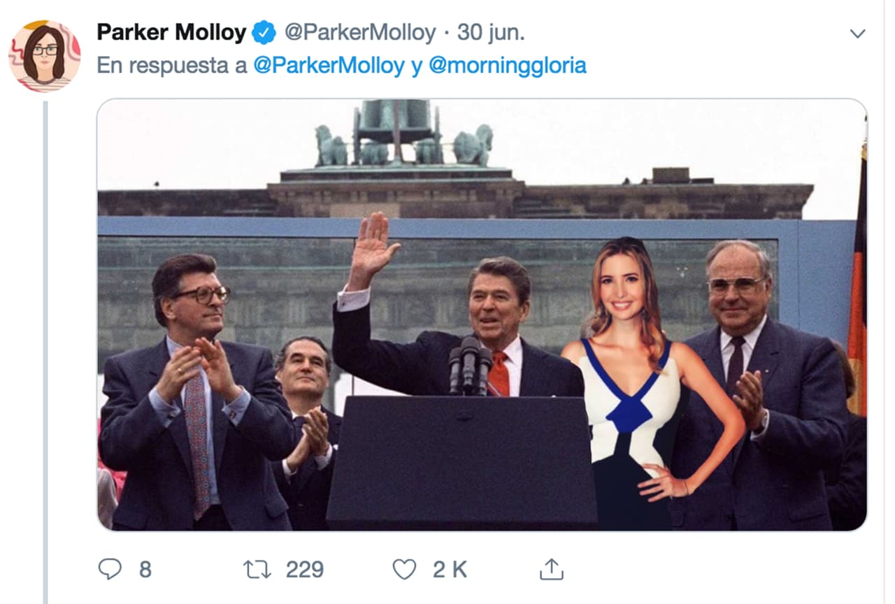 En la visita histórica del expresidente de EEUU Ronald Reagan a Berlín, en 1987. / Crédito: 
<a href="https://twitter.com/ParkerMolloy/status/1145434301581975554" target="_blank">@ParkerMolloy/Twitter </a>