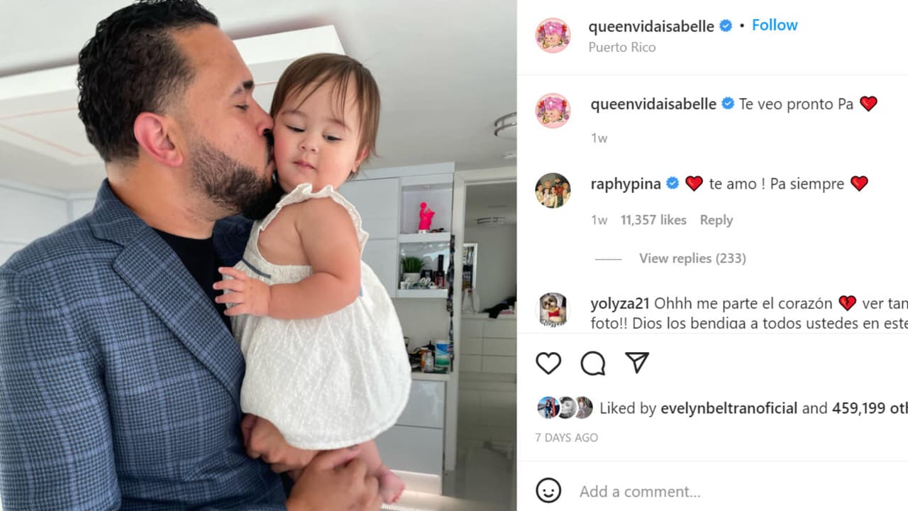 La cuenta de Instagram de la hija de Natti Natasha y Raphy Pina aún tiene contenidos visibles como esta foto en la que la niña se despidió de su papá.