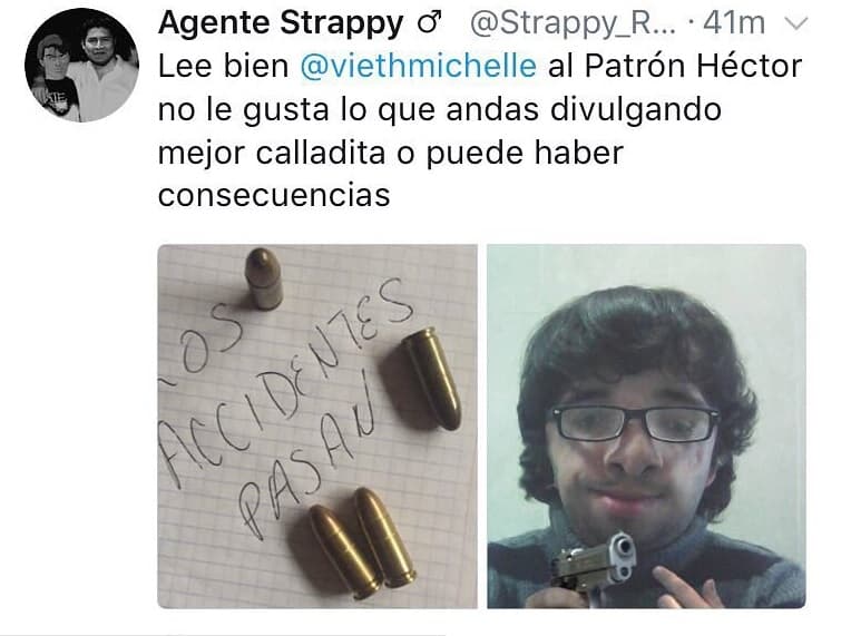 Los supuestos seguidores de Soberón rebasaron la línea de los insultos, mandando estos menajes intimidatorios a la actriz de 37 años de edad con claras amenazas, por lo que Michelle denunció la cuenta ante la policía cibernética.