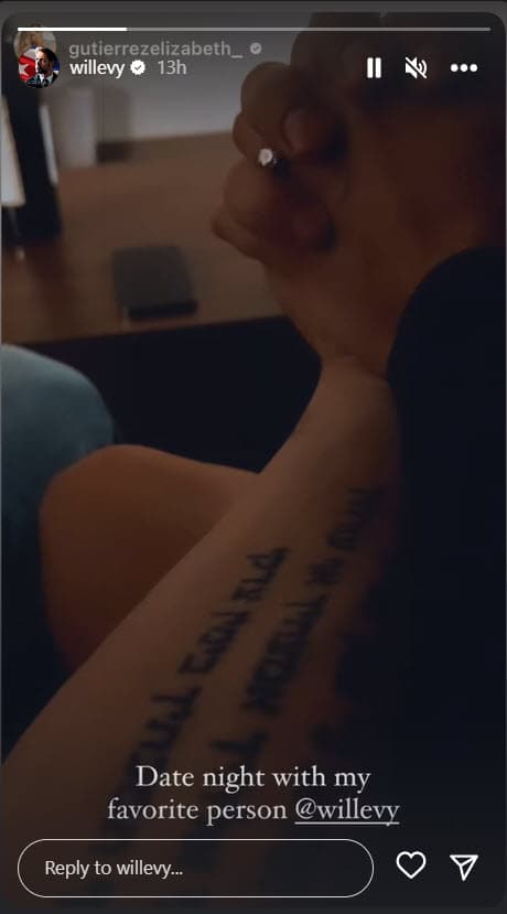 Elizabeth Gutiérrez publicó una imagen de su cita con William Levy y desató rumores de reconciliación.