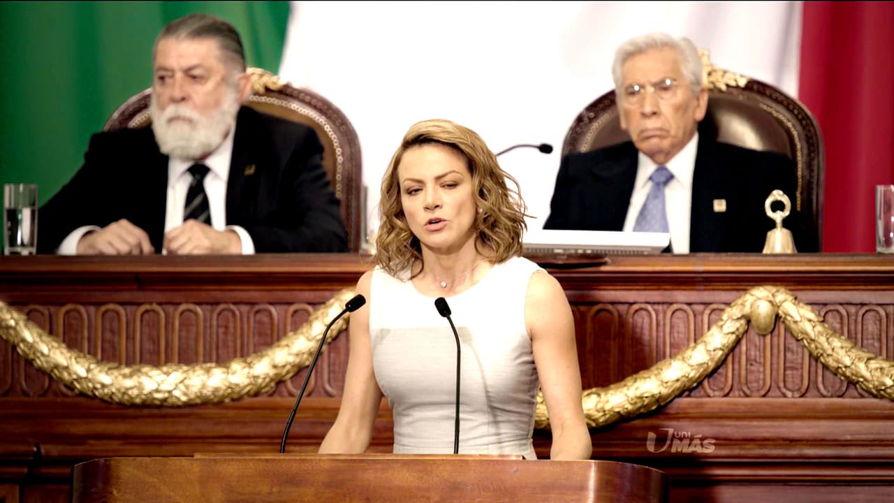 Por su parte,
<b><a href="http://www.univision.com/novelas/la-candidata/silvia-navarro-es-regina-barcenas-en-la-candidata">Regina</a></b> aprovechó su discurso en el senado para condenar el hecho violento en contra de las mujeres.