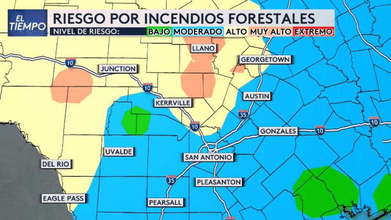 Este es el riesgo actual de incendios forestales en el centro de Texas.