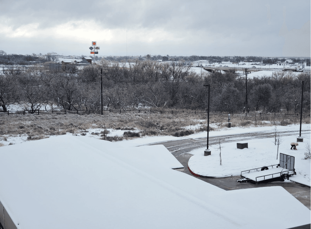 Nieve en el condado Clay al norte de Texas