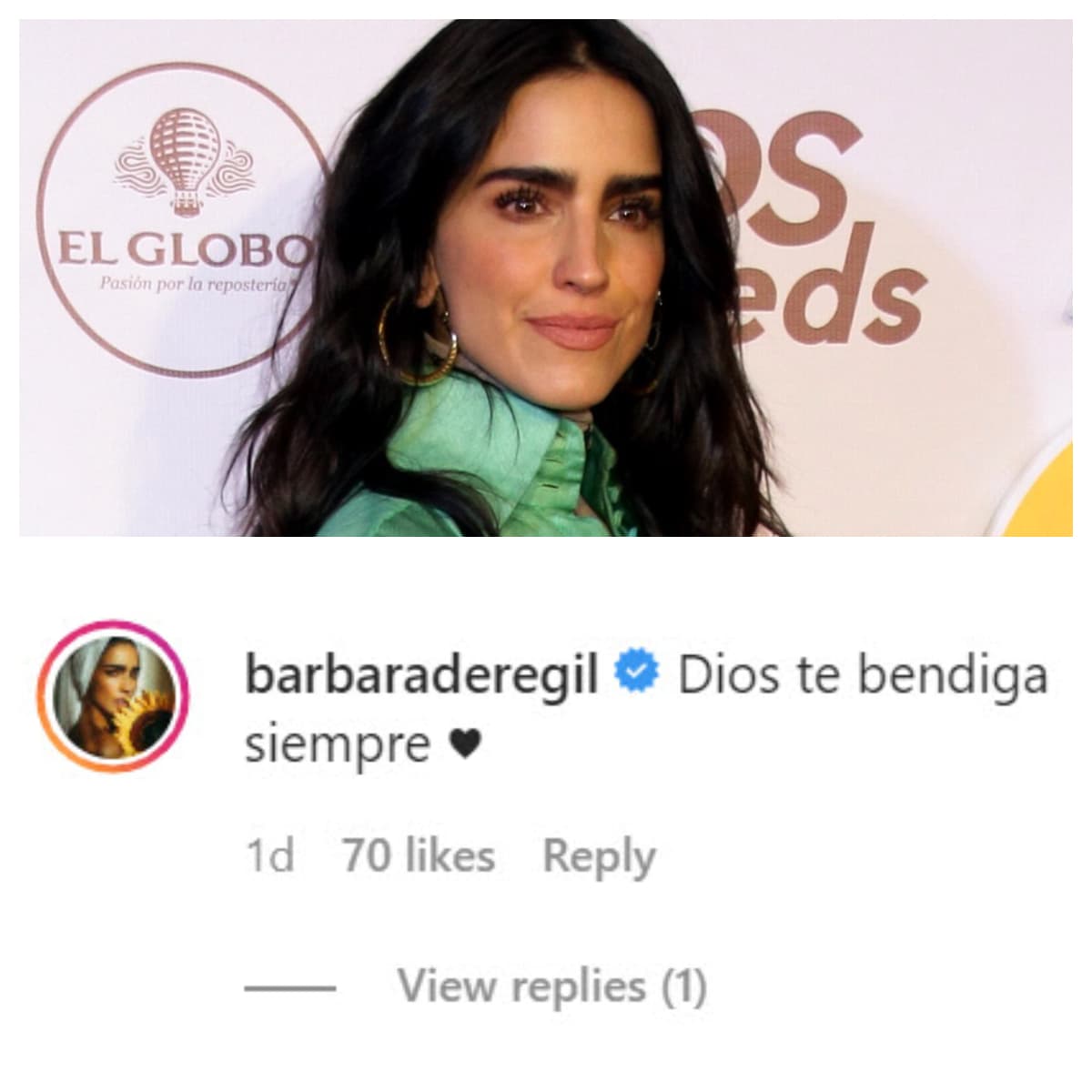 <b><a href="https://www.univision.com/famosos/asi-sana-barbara-de-regil-tras-ser-acribillada-en-redes-sociales-por-no-usar-un-filtro-que-la-hacia-lucir-prieta-video" target="_blank">Bárbara de Regil</a> </b>hizo lo mismo: "Dios te bendiga siempre". 
<br>