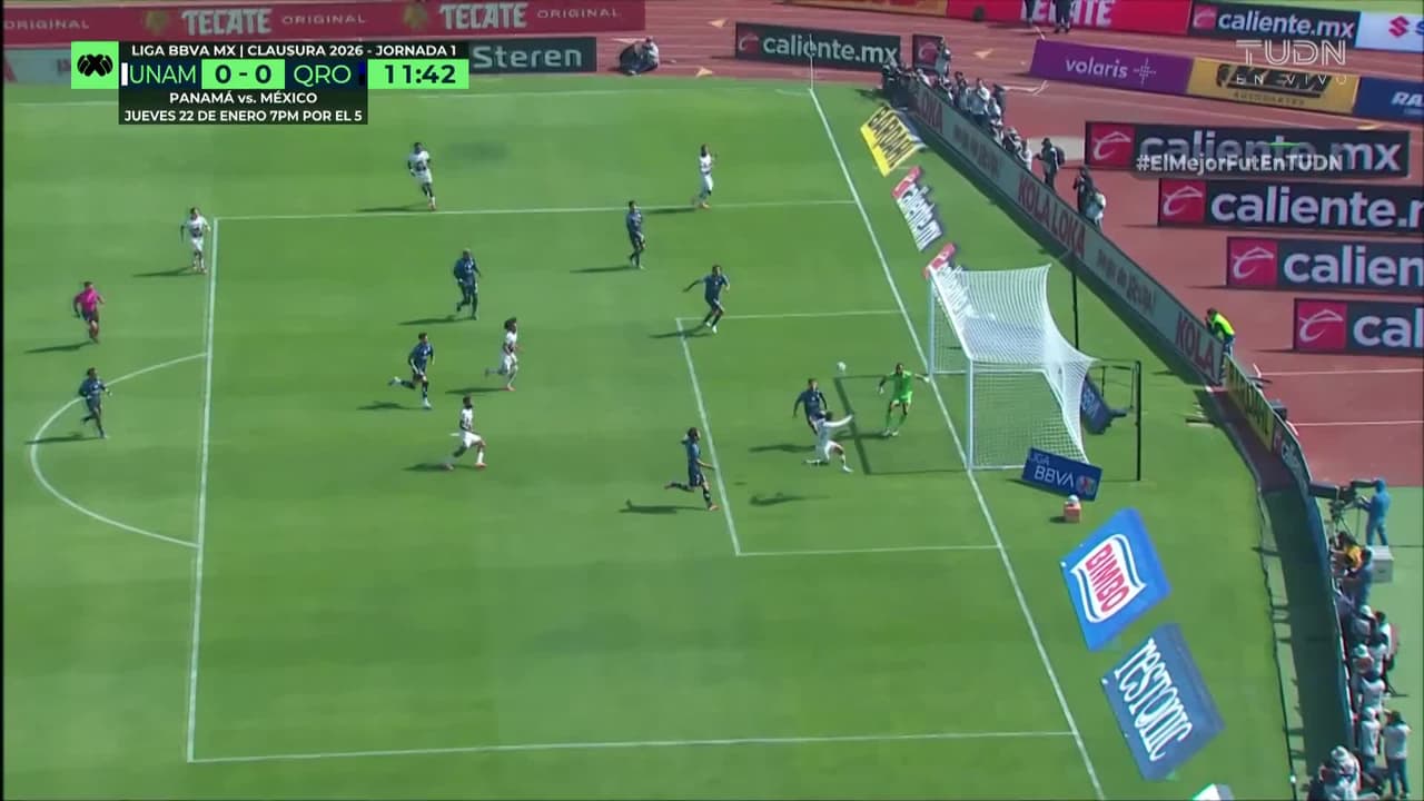 ¡Por poco y Pumas abre el marcador! Medina remato pero se fue por un costado