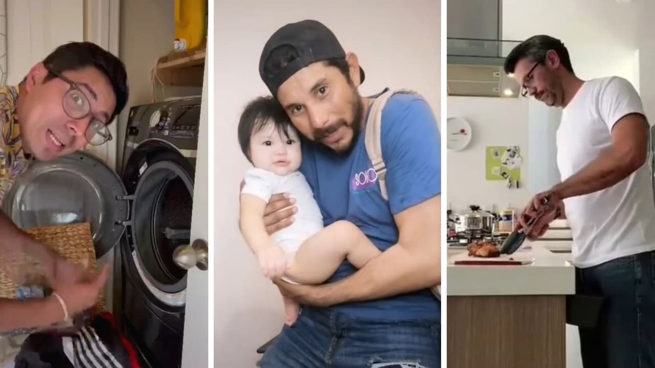 Hombres normalizan dedicarse al hogar y al cuidado de sus hijos en TikTok: "Soy papá y puedo..."