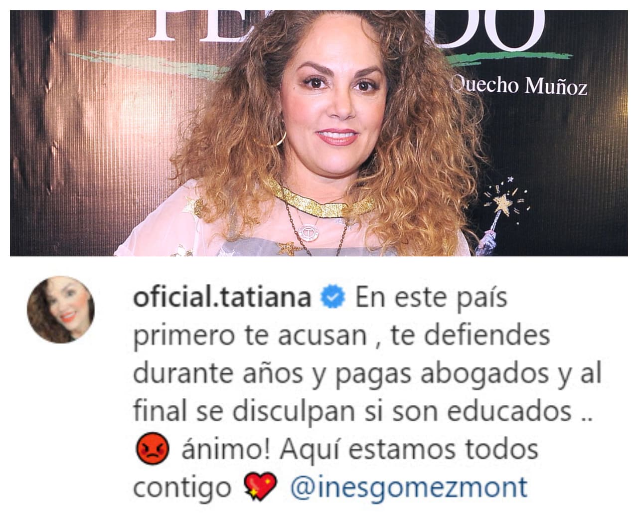 Tatiana criticó al sistema judicial mexicano con el caso de la presentadora: "En este país primero te acusan, te defiendes durante años y pagas abogados y al final se disculpan si son educados. ¡Ánimo! Aquí estamos todos contigo". 
<br>