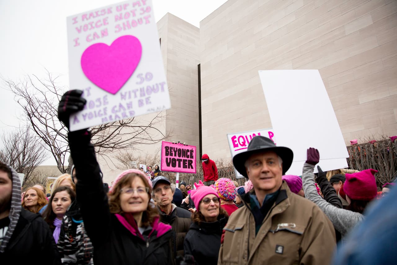"No somos machistas ni sexistas como Trump", aclaraban algunos de los asistentes.