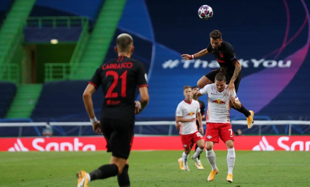 El Atlético ataca con más claridad que el Leipzig pero continúan sin pder abrir el marcador.