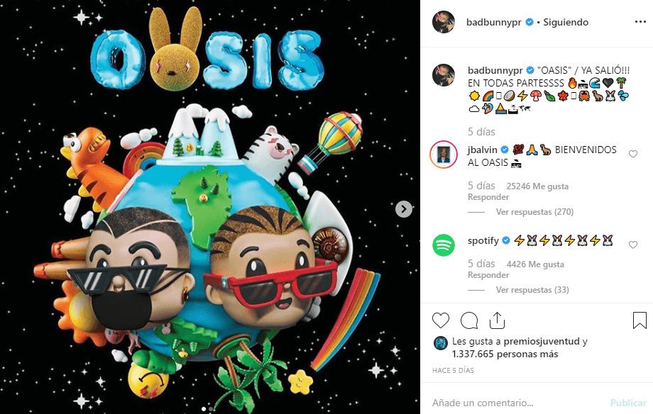 El álbum 'Oasis' ha sido todo un éxito. La creación de Benito y José Álvaro se convirtió en el primer álbum en español que debutó con todos sus tracks en el top 100 global de Spotify, a tan solo 24 horas de su lanzamiento.