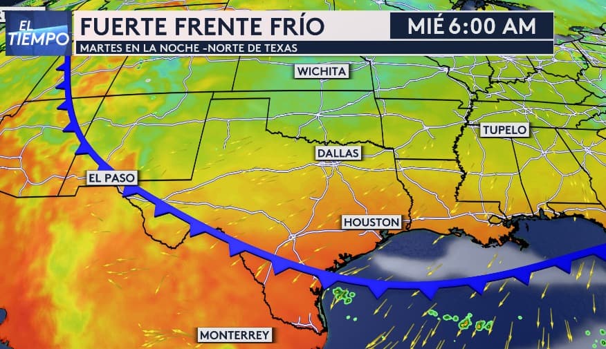 A primera hora del miércoles, el segundo frente frío 
<b>habrá cruzado gran parte de nuestra región</b>.